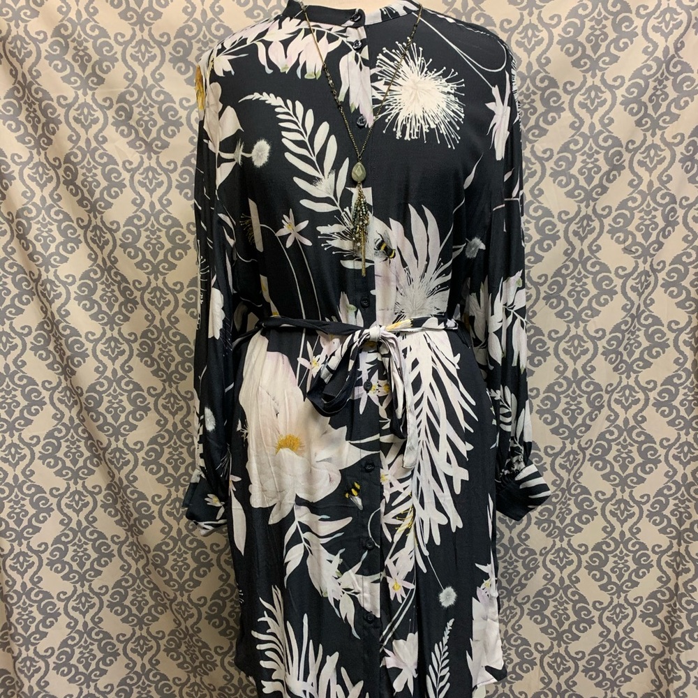 Belted button down dress